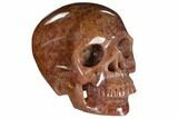 Realistic, Carved Strawberry Quartz Crystal Skull #116349-1